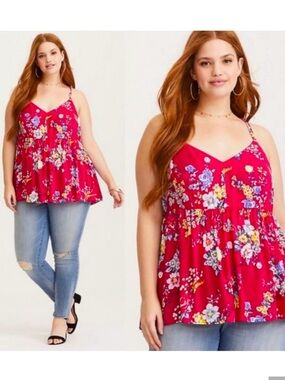 torrid Magenta Floral Spaghetti-Strap Cami